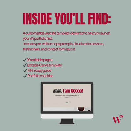 Virtual Assistant Portfolio Website Canva Template